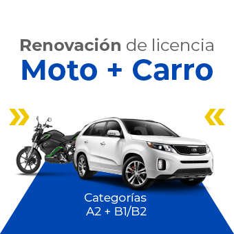 Renovación de Licencia para moto y carro particular (Categorías A2 + B1/B2)